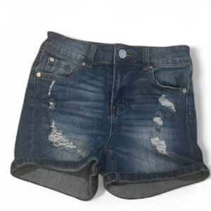 Distressed Denim Shorts Juniors Size 3 Blue 75% Cotton 5-Pocket Casual